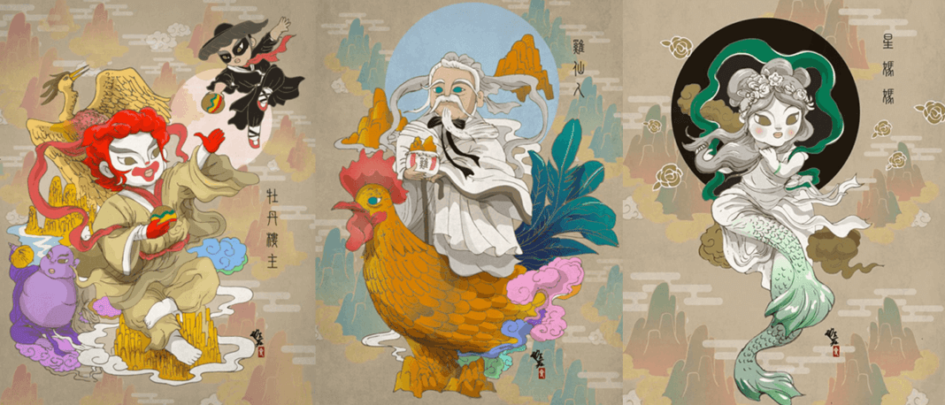 Hong Kong artist illustrates iconic food mascots into Chinese deities