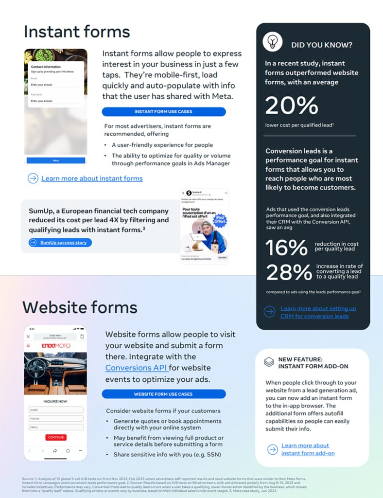 Meta publishes new guide to its lead gen ad options - 1