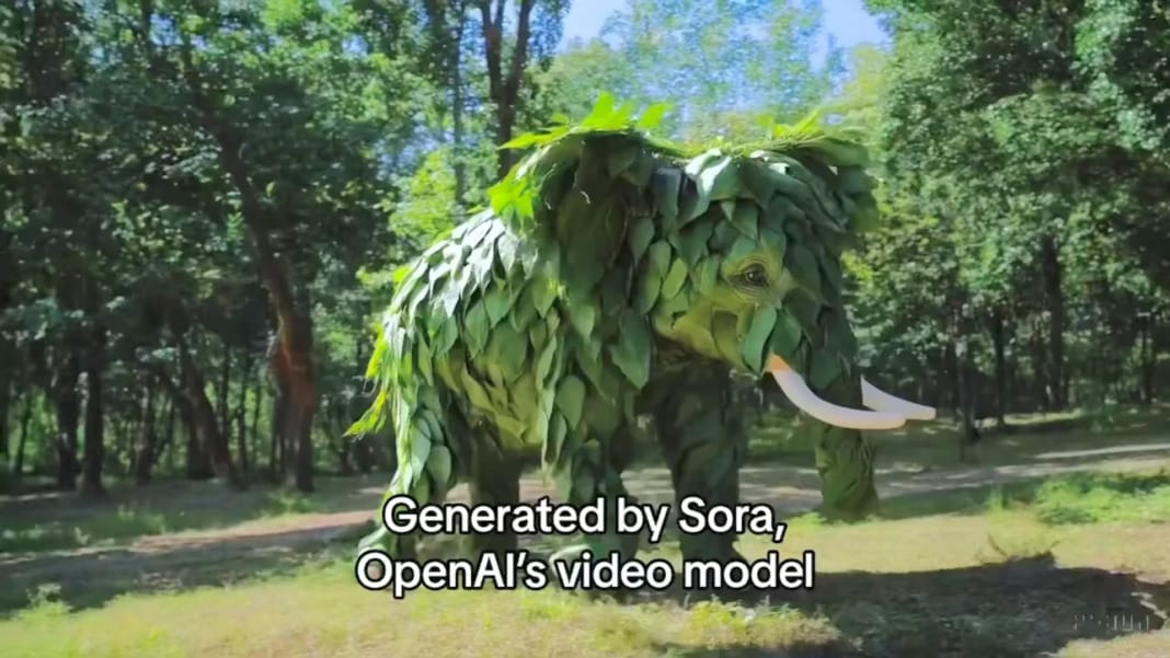 OpenAI stuns with Sora's latest creation an elephant made of leaves