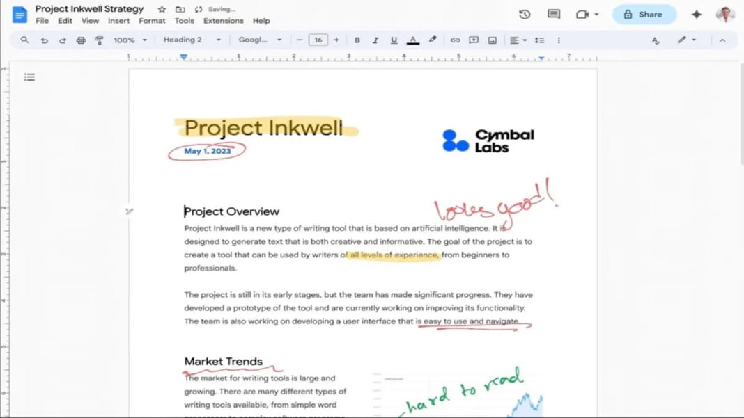 Google introduces handwriting capabilities to Google Docs