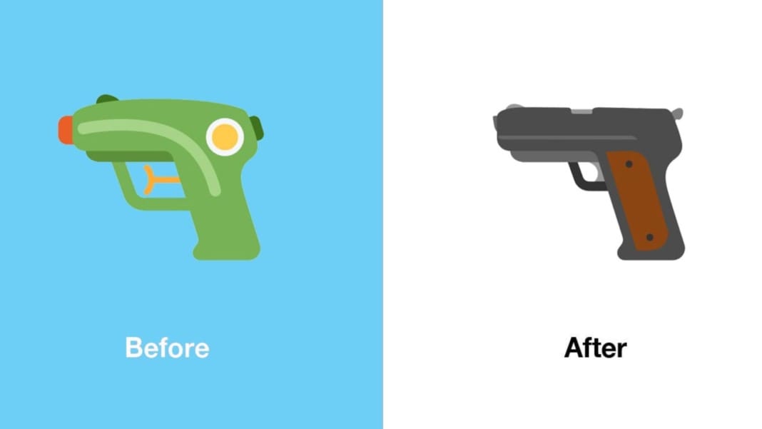 X replaces the water pistol emoji with a regular gun