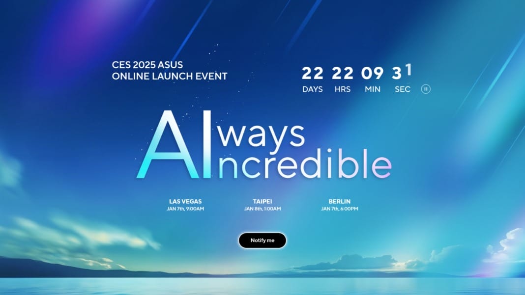 ASUS to showcase AI innovations at CES 2025 virtual launch event