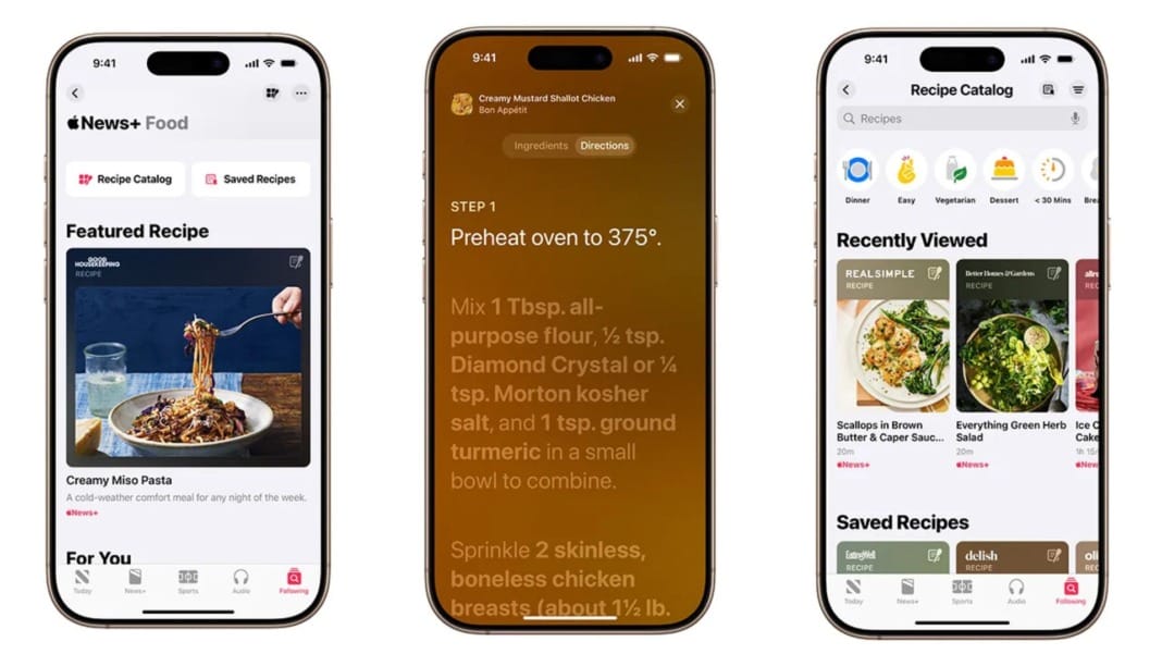 Apple adds new recipes section to its News app